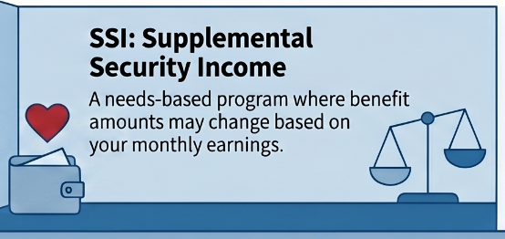 A digital banner graphic promoting the concept that working leads to increased total income despite potential decreases in specific benefit amounts. It features an icon of stacked coins and a dollar sign accompanied by a plus symbol.