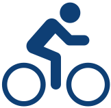 A icon of a person cycling with solid fill