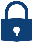An icon of a lock with solid fill
